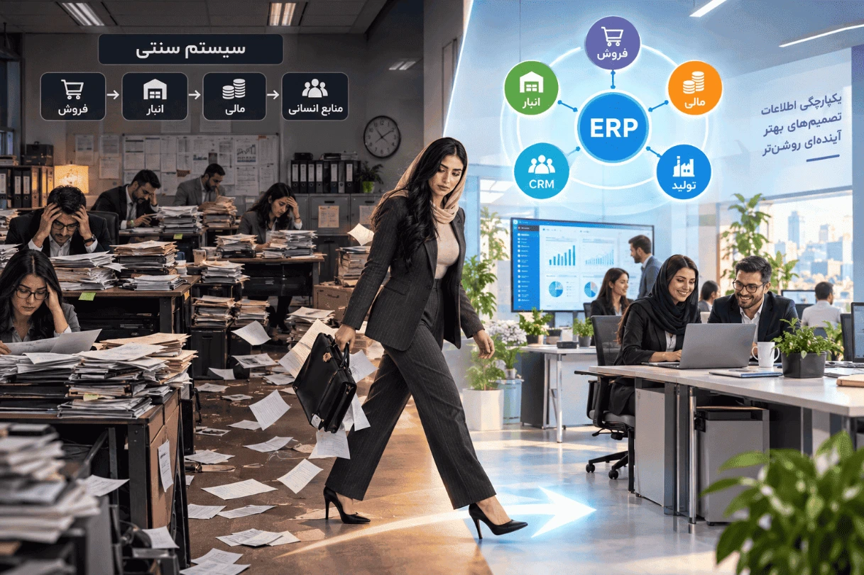 تفاوت ERP با نرم‌افزارهای سنتی و یکپارچگی اطلاعات