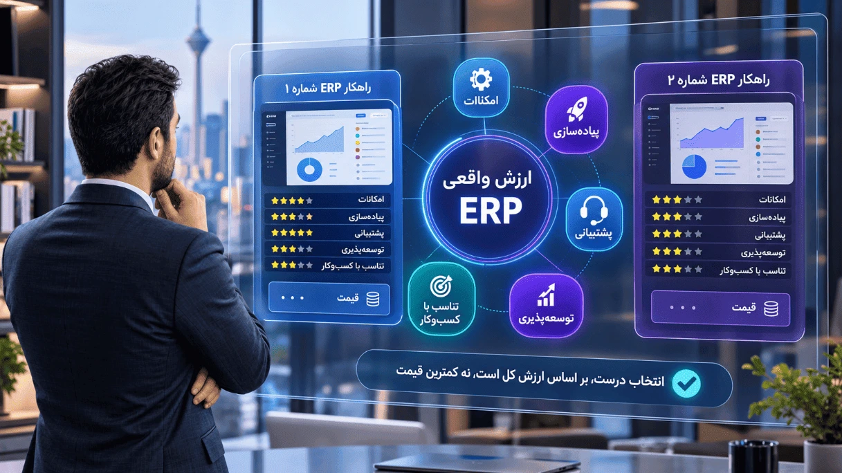مقایسه قیمت و ارزش واقعی سیستم ERP